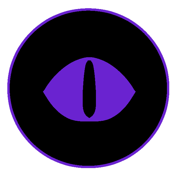  A purple eye in the middle of a black circle, outlined with purple.
